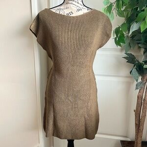 Mandee Y2K Chunky Waffle Knit Tunic Length Sweater Dress Green Sz L